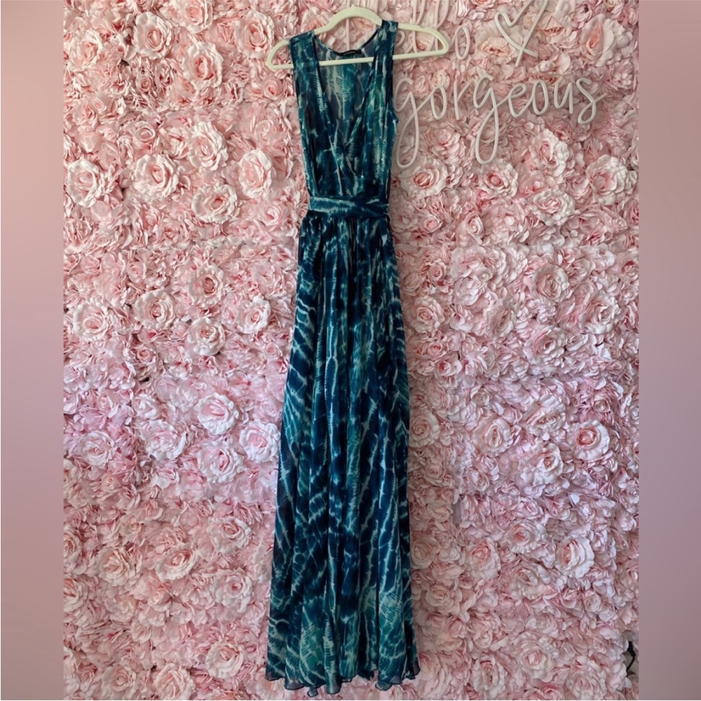 Olivaceous Teal and Black Maxi Dress